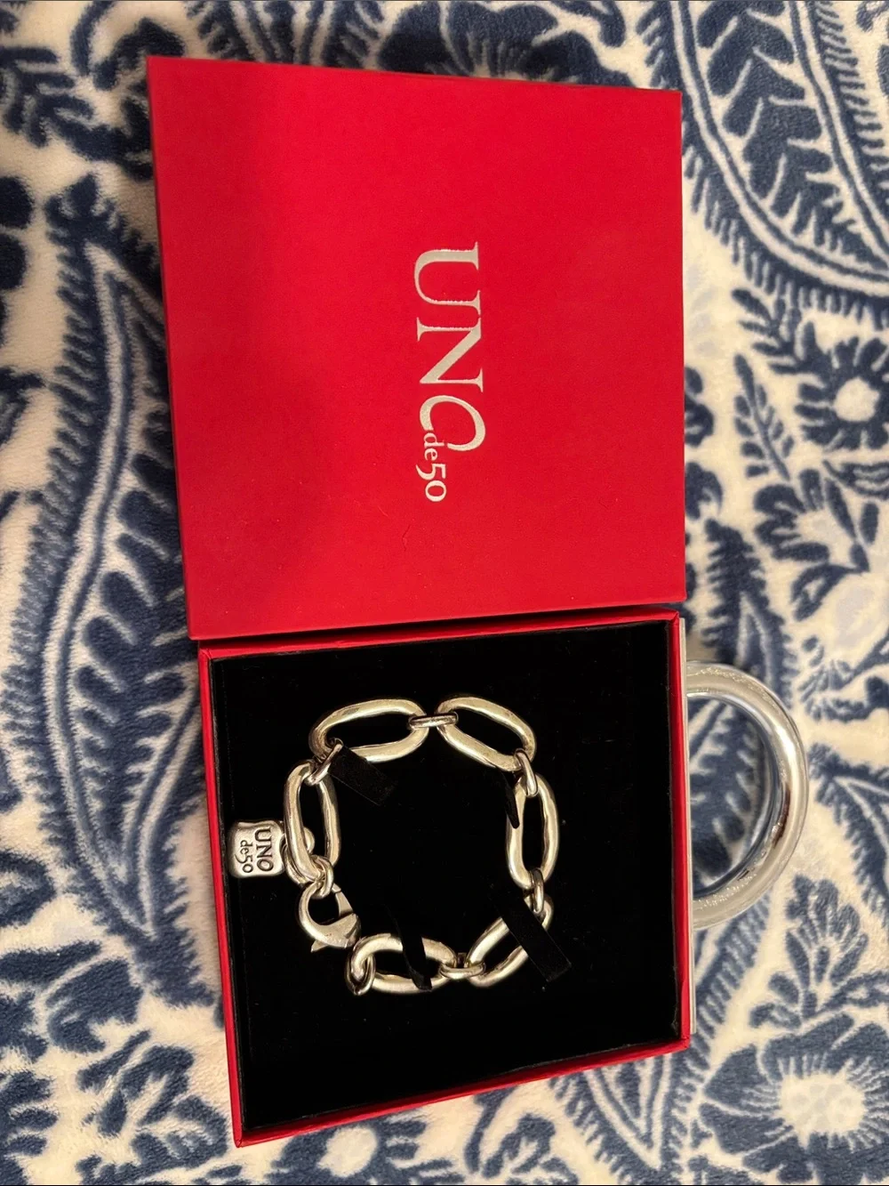 UNO de 50 Silver Chain Bracelet with Charm